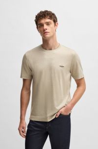 BOSS x ASTON MARTIN T-shirt in cotton, linen and silk, Light Beige