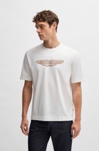 BOSS x ASTON MARTIN stretch-cotton T-shirt with logo artwork, White