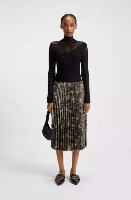 Jupe mi-longue plissée à imprimé python