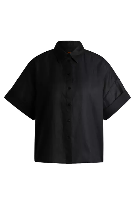 Oversized-fit blouse in ramie