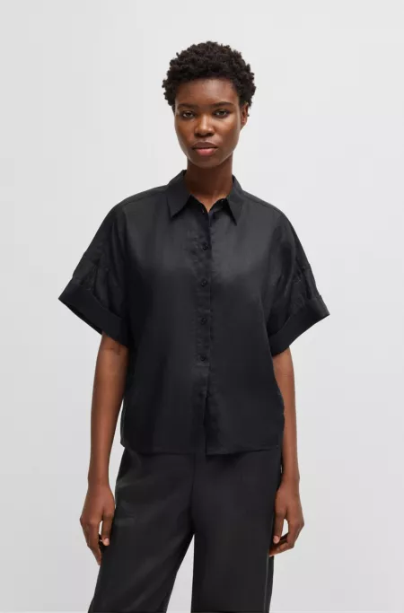 Oversized-fit blouse in ramie