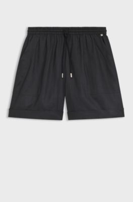 Ramie shorts with twisted cord, Black