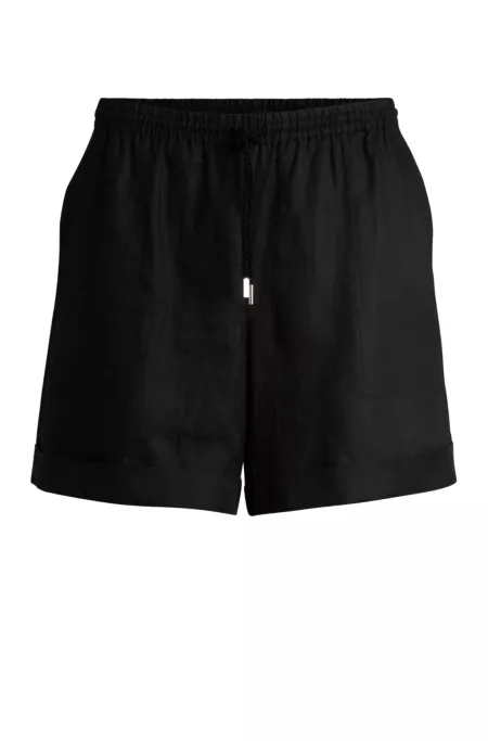 Short en ramie avec cordon torsadé
