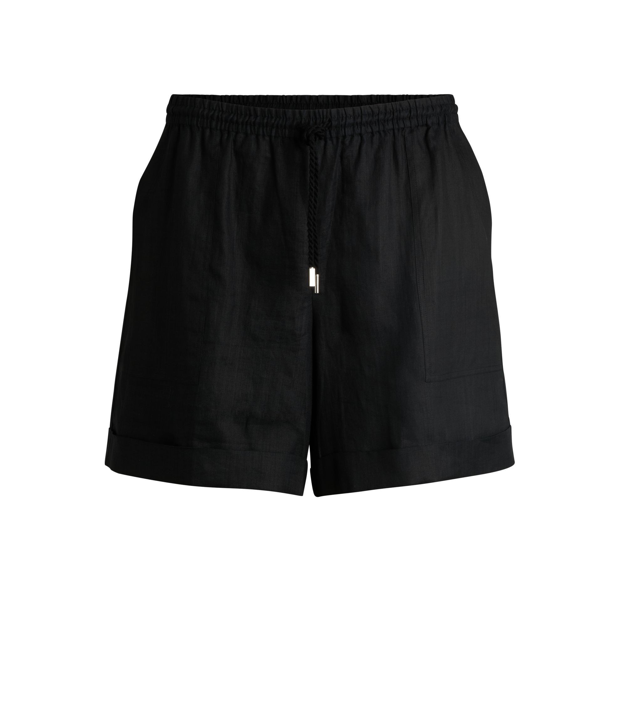 BOSS ブラック ショートパンツ ドローコード付き BOSS - ラミー ショートパンツ ツイストコード - ブラック