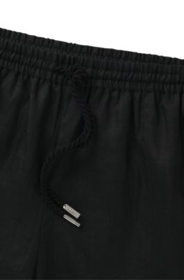 Ramie shorts with twisted cord, Black