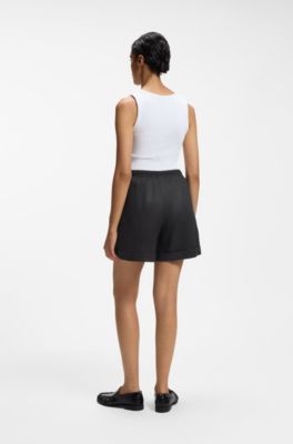 Ramie shorts with twisted cord, Black