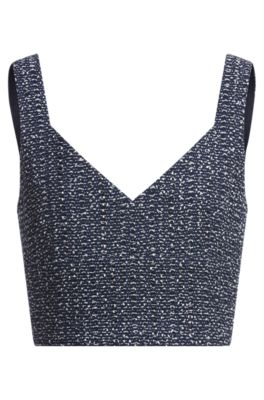 Tailored top in two-tone crochet tweed, Patterned