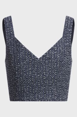 Tailored top in two-tone crochet tweed, Patterned