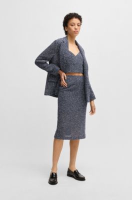 Haut ajust&eacute; en tweed crochet&eacute; bicolore, Fantaisie