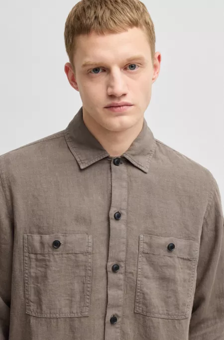 Oversized-fit shirt in linen