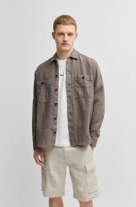 Oversized-fit shirt in linen