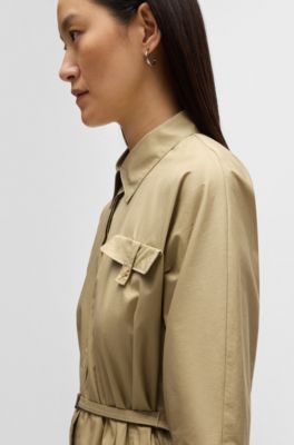 Robe-chemise Relaxed en coton stretch, Beige