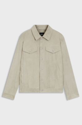 Veste Regular Fit en cuir su&eacute;d&eacute; nappa, Naturel