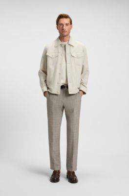 Regular-fit jacket in nappalan suede, Natural