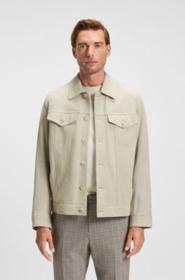 Regular-fit jacket in nappalan suede, Natural