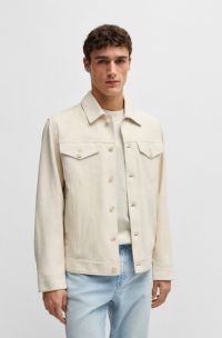 Regular-fit jacket in suede, Natural