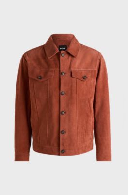 Regular-fit jacket in nappalan suede, Dark Orange
