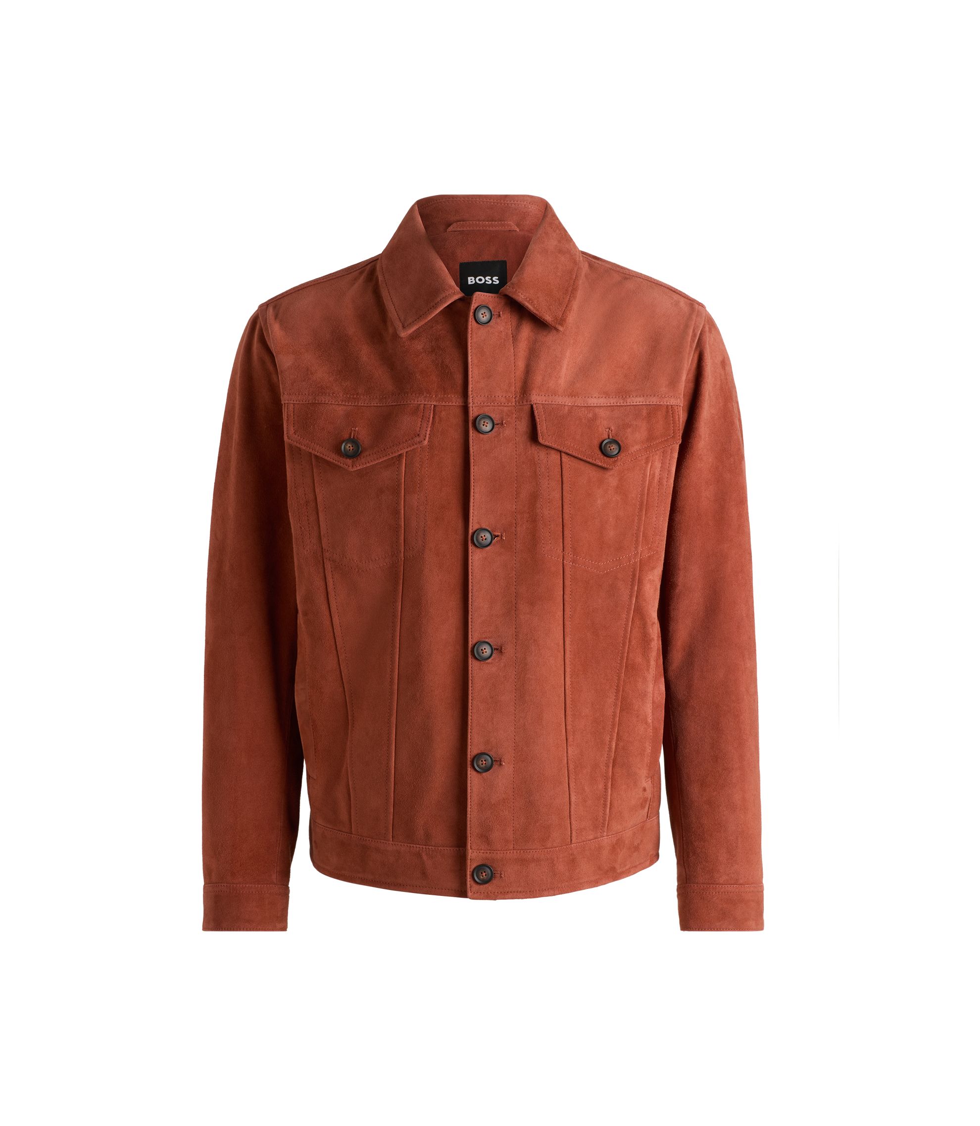 【美品】HUGO BOSS レザージャケット 赤 FR46 ゴートナッパ 本革 Men's Leather Jackets | Orange | HUGO BOSS