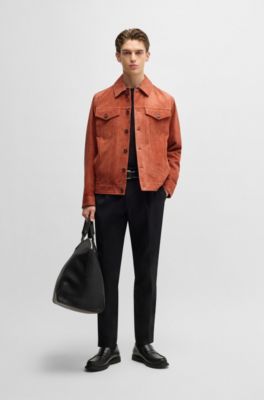 Regular-fit jacket in nappalan suede, Dark Orange