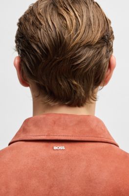Regular-fit jacket in nappalan suede, Dark Orange