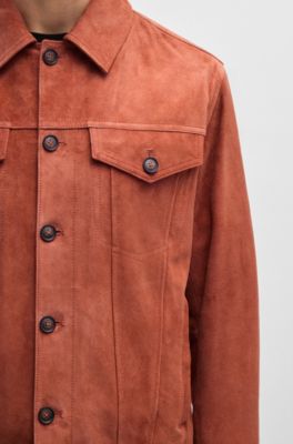Regular-fit jacket in nappalan suede, Dark Orange