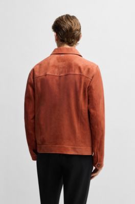 Regular-fit jacket in nappalan suede, Dark Orange