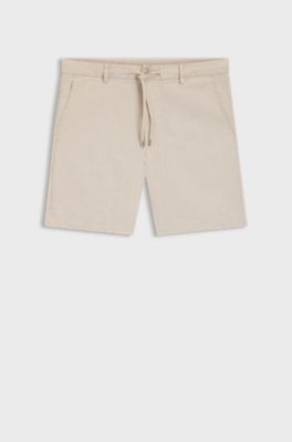 Regular-fit shorts in a linen blend with drawcord, Light Beige