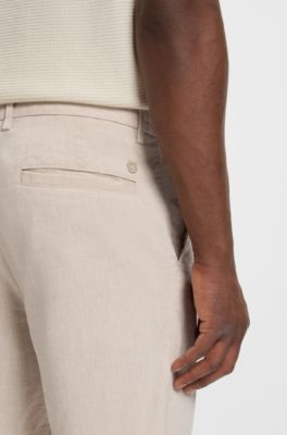 Regular-fit shorts in a linen blend with drawcord, Light Beige
