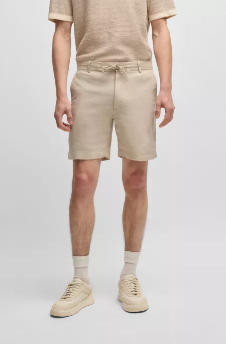 Regular-fit shorts in a linen blend with drawcord