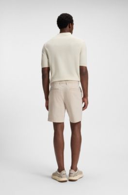 Regular-fit shorts in a linen blend with drawcord, Light Beige