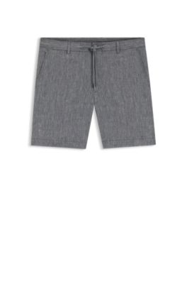 Regular-fit shorts in a linen blend with drawcord, Grey