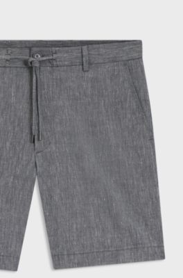 Regular-fit shorts in a linen blend with drawcord, Grey