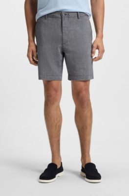 Regular-fit shorts in a linen blend with drawcord, Grey