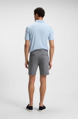 Regular-fit shorts in a linen blend with drawcord, Grey