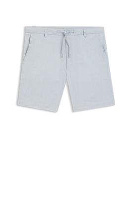 Regular-fit shorts in a linen blend with drawcord, Light Blue