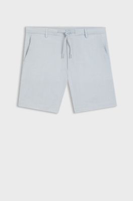 Regular-fit shorts in a linen blend with drawcord, Light Blue