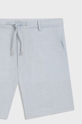Regular-fit shorts in a linen blend with drawcord, Light Blue