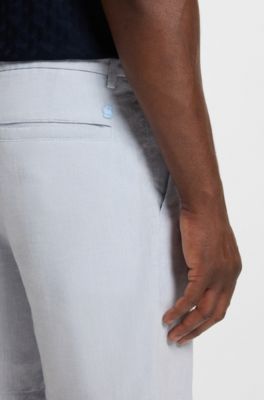 Regular-fit shorts in a linen blend with drawcord, Light Blue