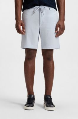 Regular-fit shorts in a linen blend with drawcord, Light Blue