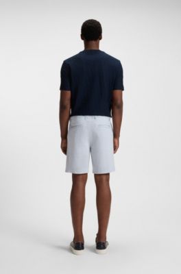 Regular-fit shorts in a linen blend with drawcord, Light Blue