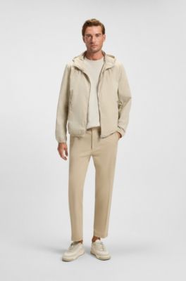 Water-repellent jacket in crinkle fabric with adjustable hood, Light Beige