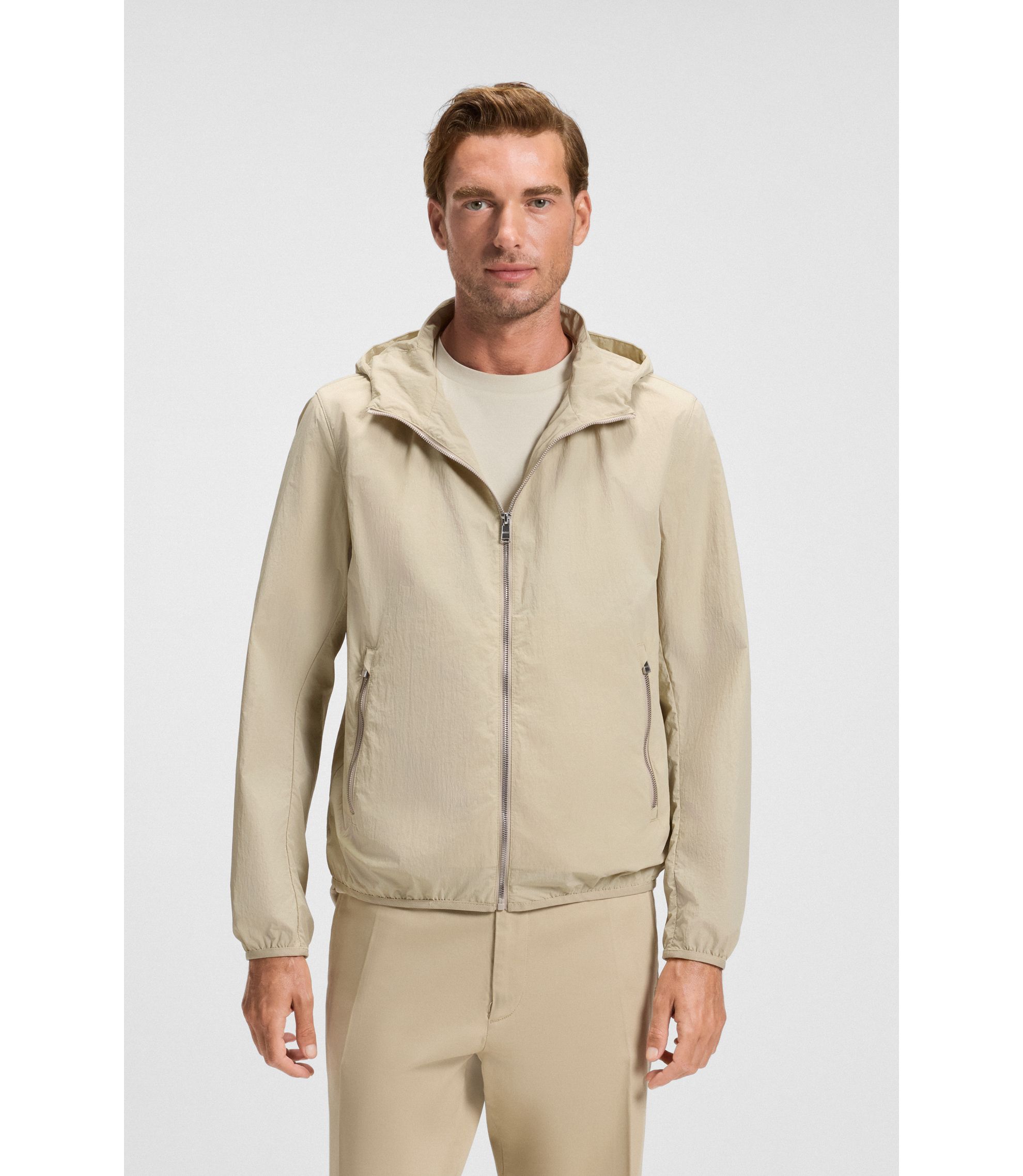 BOSS - Water-repellent jacket in crinkle fabric with adjustable 