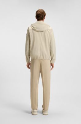 Water-repellent jacket in crinkle fabric with adjustable hood, Light Beige
