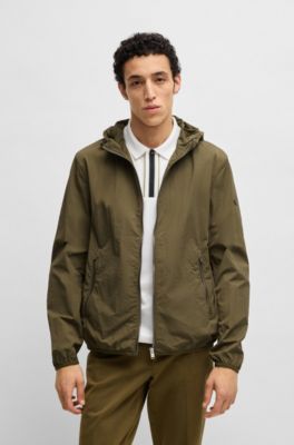 Hugo Boss 美品　ダークグリーン　オリーブ　カーキ　レザー ジャケット Hugo Boss 美品ダークグリーンオリーブカーキレザー ジャケット