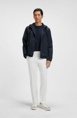 Water-repellent jacket in crinkle fabric with adjustable hood, Dark Blue