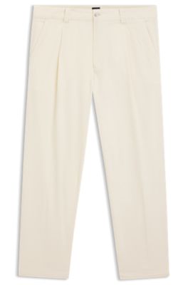 Tapered-fit trousers in stretch twill, Natural