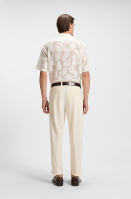 Tapered-fit trousers in stretch twill, Natural