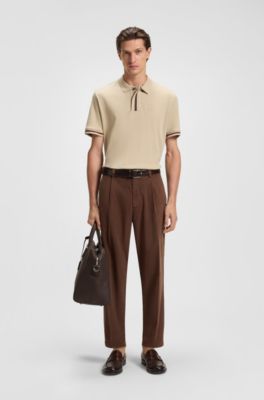 Tapered-fit trousers in stretch twill, Dark Brown