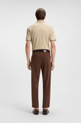 Tapered-fit trousers in stretch twill, Dark Brown