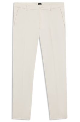 Regular-fit trousers in comfort satin, White
